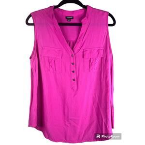 Torrid Barbie Pink Sleeveless Pullover Button Down Tank Top Tunic Blouse Size 0X